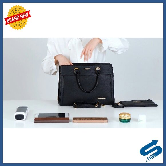 Vegan Leather Tote with Wristlet - 14.5\